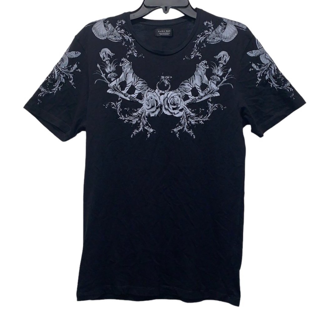 Zara Men's Tiger and Roses T-Shirt